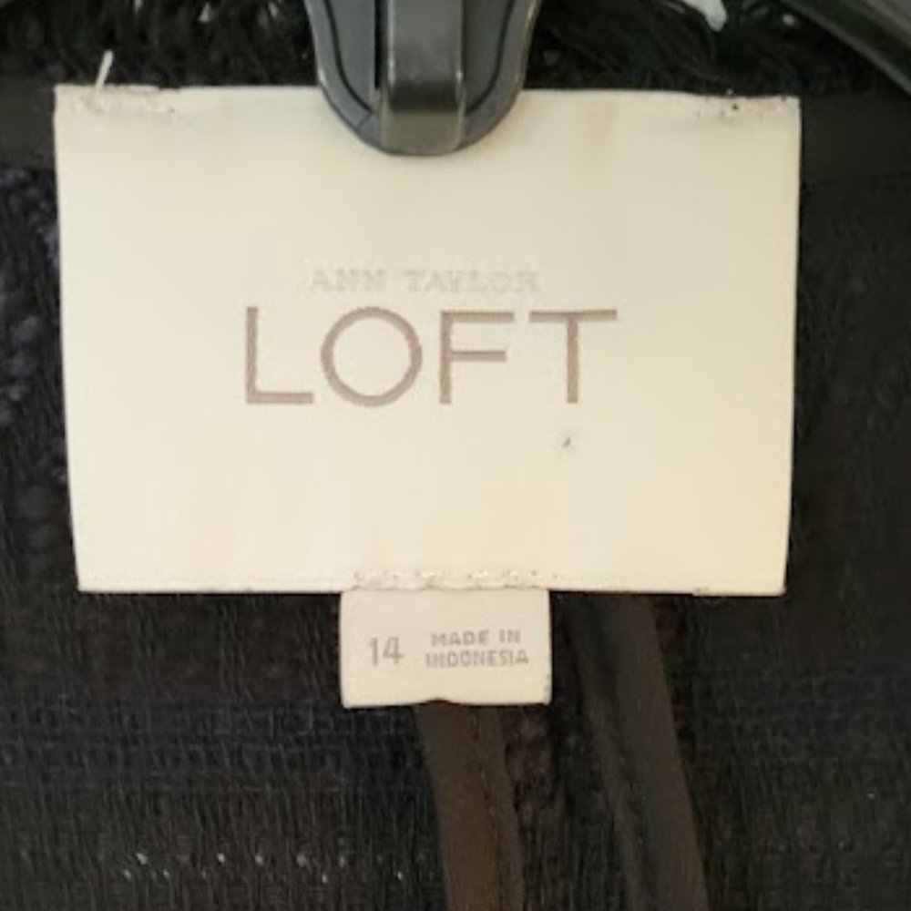 Ann Taylor LOFT black open front textured jacket Size 14 - Picture 3 of 6
